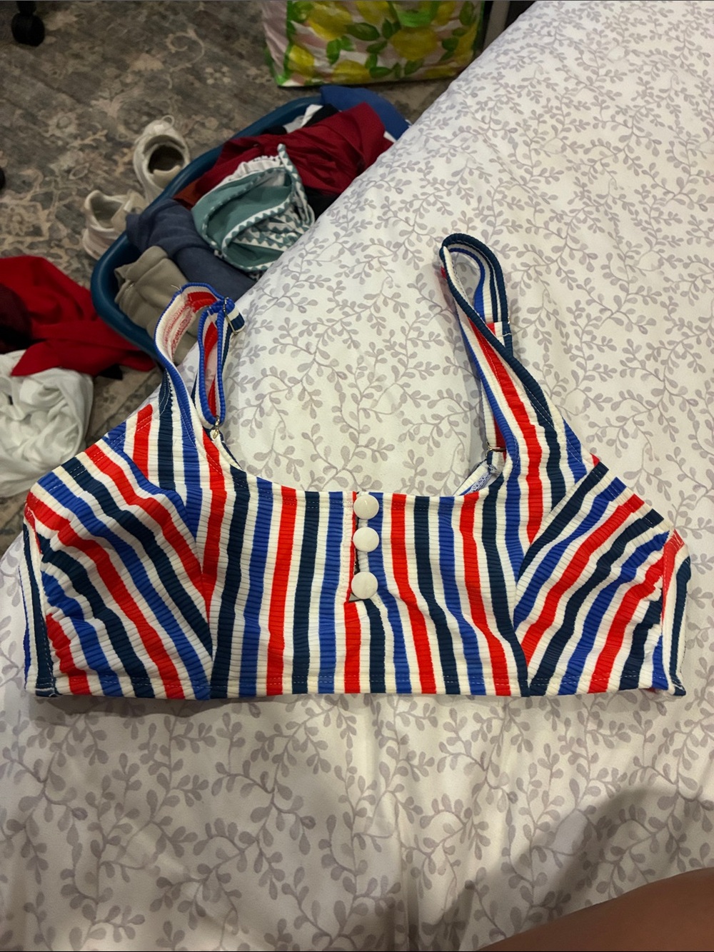 Xhilaration Red White Blue Striped Bikini Top